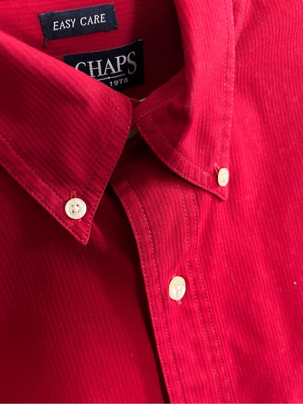 Chaps Men's Red Long-Sleeve Button-Down Shirt